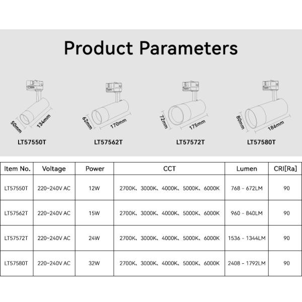 CRI90 Zoomable LED Track Light Aluminum Black Ceiling Spotlight For Museum Gallery