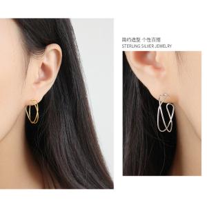 Lanciashow 925 Sterling Silver Jewellery Simple Interweave Twisted Hoop Earrings