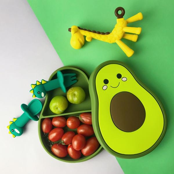 Customized Shape Food Grade Silicone Divided Plates For Babies
