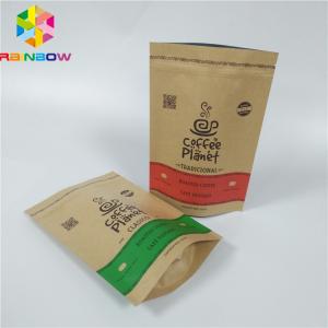 Custom Printed Packaging Brown Kraft Paper Bags With Zipper Food Storage Paper