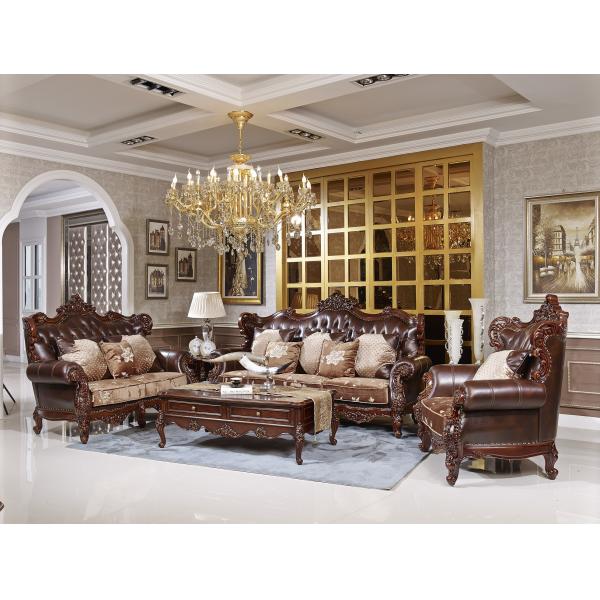 Luxury European palace fabric sofa villa luxury solid wood carved sofa for home furniture