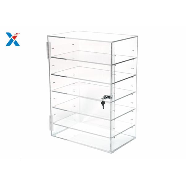 Rectangular Clear Acrylic Display Rack Locking Acrylic Display Case Adjustable