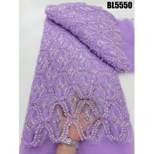 Latest fashionable aso ebi beaded lace wedding dress with shiny beaded Europe