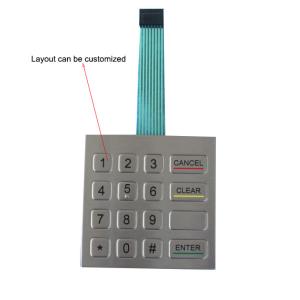 IP65 Dynamic 0.45mm Stroke FFC Cable Metal Numeric Keypad