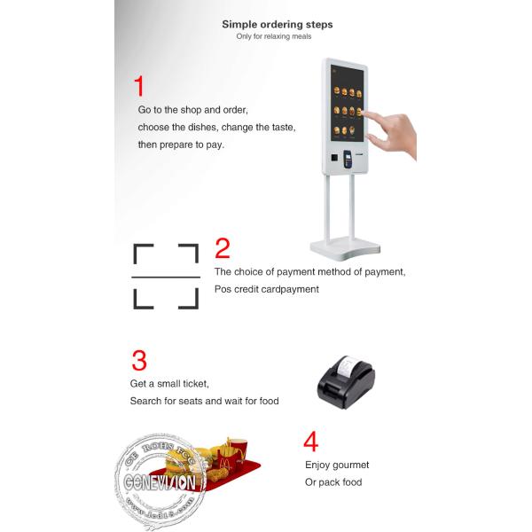 32 Inch Cashless Payment Kiosk Self Order For Fast Food