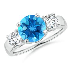 Girls CZ Accents Blue Topaz Ring With 925 Sterling Silver