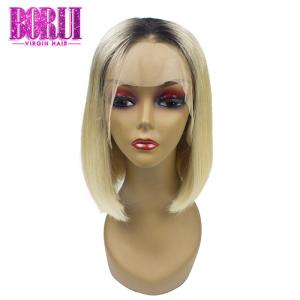 Brazilian Straight Short Bob 1b613# Honey Blonde 13x4 Lace Closure Soft Smooth