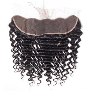Deep Wave Peruvian 100 Remy Human Hair Weave Bundles With Frontal No Shedding