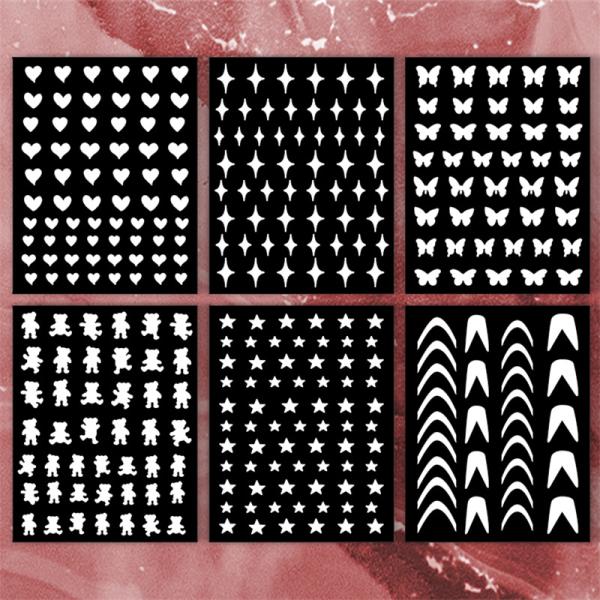 Style 2D Hollow Heart Butterfly Little Bear Star Cartoon Plastic Nail Enhancement Stickers