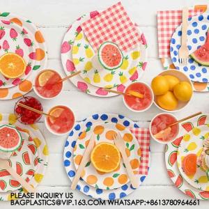 Fruit Party Decoration Tableware Disposable Paper Plate Set Fruit Punch Theme