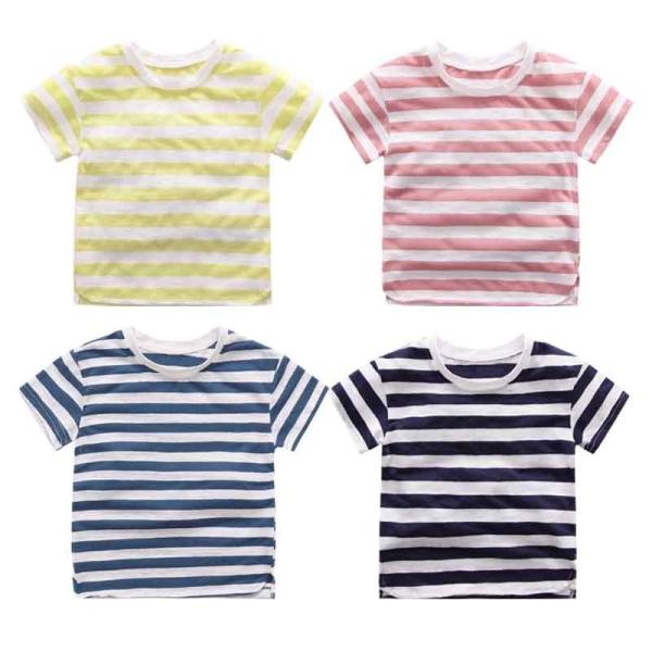 Buy Striped 3 To 10 Years Kids Short Sleeve Shirt , Anti Shrink Kids Cotton T Shirts at wholesale prices