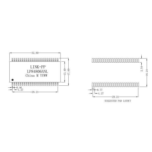 GSC-4806P-R 1000 Base - T Ethernet MagneticTransformer With PoE + LP84806ANL