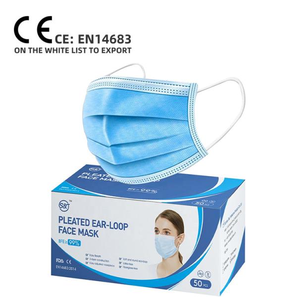 S&J Wholesale Protective 3 ply IIR CE Certified Surgical Disposable Medical Face Mask F2100 ASTM Level 2