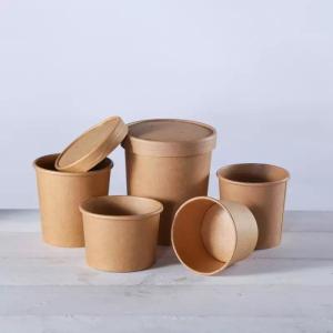 Factory Hot Selling Custom Printed Snack Food Kraft Brown 22oz Hot Soup Paper