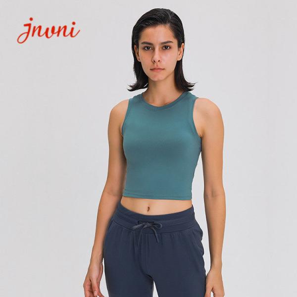 Buy Women Raised Round Neck Yoga Sports Bras Push Up Shockproof Crop Tank Top at wholesale prices