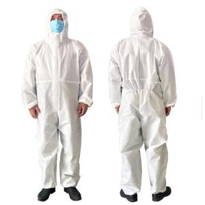 Hooded Disposable Protective Clothing , PP Nonwoven Protective Isolation Gown