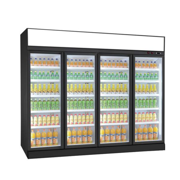 Fan Cooling Chiller Soft Drink Showcase Supermarket Glass Door Refrigerator