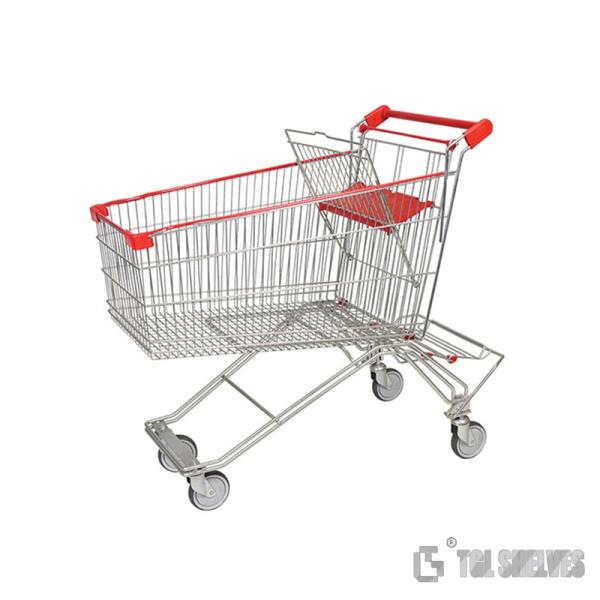 125L TGL Grocery Shopping Carts , ODM Supermarket Shopping Trolley Steel
