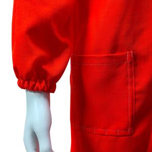 Cleanroom Red 5mm Grid ESD Antistatic Safety Coat With 98% Polyester 2% Carbon
