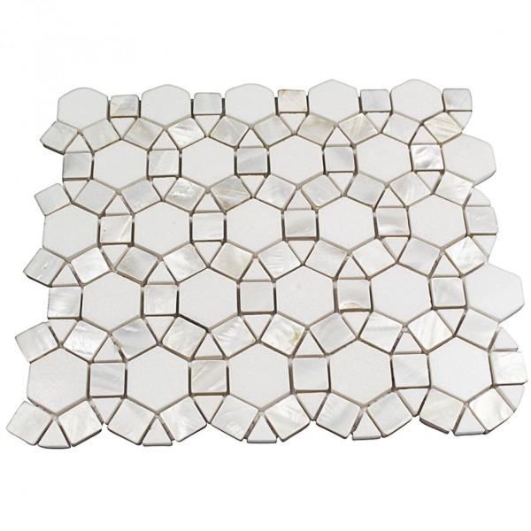 Fashional Water Jet Marble Mosaic Tile 7 Mm / 8mm Thickness Optional