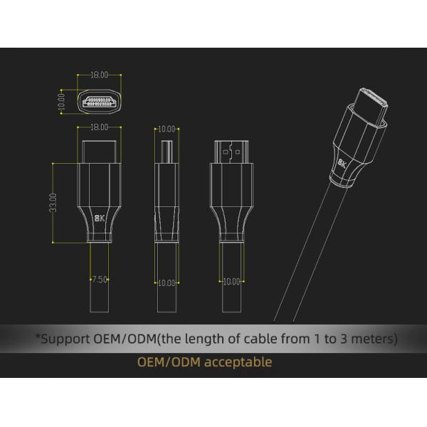 Male To Male 8K 60HZ HDMI Copper Cable Zinc Alloy