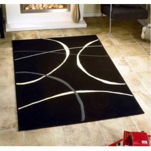 Quality Modern Handtufted Acrylic Carpet Black and White Area Rug Lines for sale