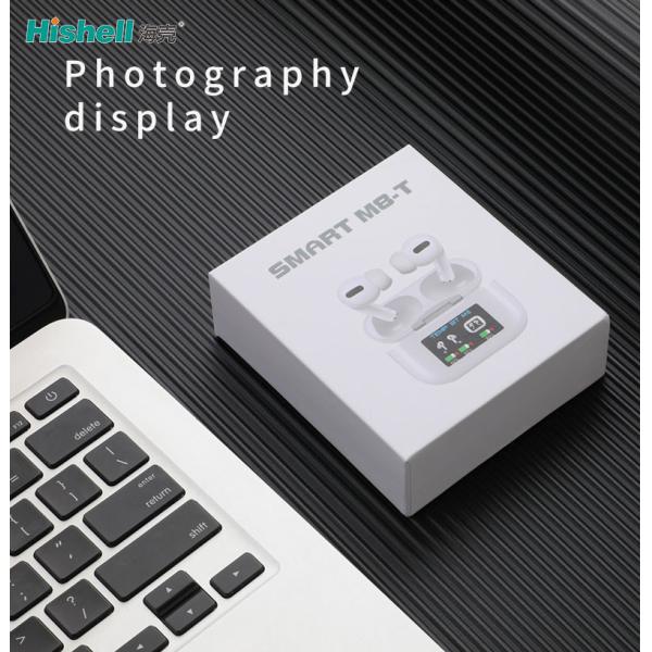 White ABS TWS True Wireless Stereo Earbuds With Display Screen Air3