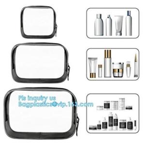 China cusotm logo rope handle clear pvc bag with zipper, handle transparent cosmetic bag, k Make Up Travel Bag, Organize on sale