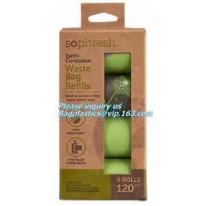 Cornstarch 100% compostable biodegradable dog poop bags, Dispenser with recycle