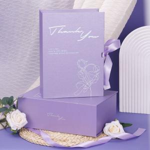 Custom Purple Tulip Book Shaped Gift Box Ecofriendly Packaging