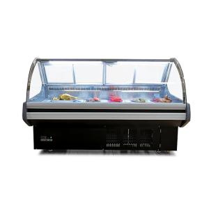 Curved Glass Cooked Food Freezer Deli Display Fridge / Cooler Length Optional