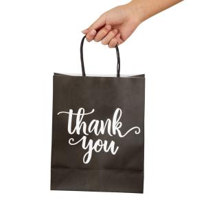 Customized Logo Online Custom Stylish Thank You Kraft Paper Bag for Supermarket