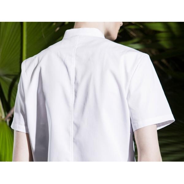 Single Breasted Custom Work Shirts , White Short Sleeve Embroidered Chef Coats