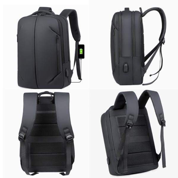 Daily Unisex Fashion Lightweight Black Anti-Theft Waterproof Laptop Backpack Customizable Logo Simple Classic Luxury Business Style