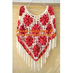 China Fringe Crochet Shawl Wrap Poncho Women Pashmina Fur Designer Handmade Crocheted Multiwear on sale