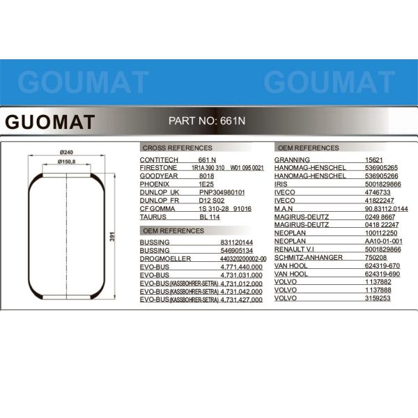 Buy 1R1C390310 Firestone Phoenix 1E25 Bus Air Spring Rubber Bellows For IVE-CO 4746733 at wholesale prices