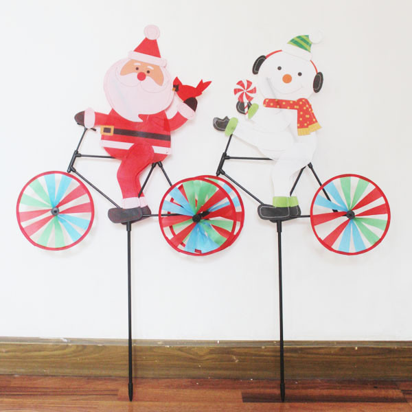 Buy Christmas Bicycle Garden Stake santa claus and snowman at wholesale prices