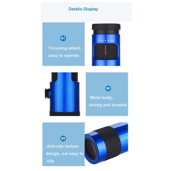 10-30X21 Handheld Portable Zoom Monocular Telescope for Outdoor Activity