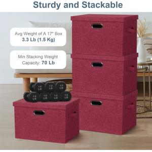 Large jute fabrics Collapsible Storage Bins With Lids Jute Fabric Foldable Storage Boxes Organizer Containers Baskets Cube With Cover For Home Bedroom Closet Office Nursery