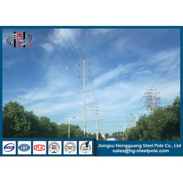 Anti Corrosive 220KV Electrical Power Pole Hot Dip Galvanizing Power Transmissio