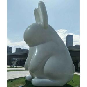 Creative Cute Metal Rabbit Sculpture White Stainless Steel Baking Varnish