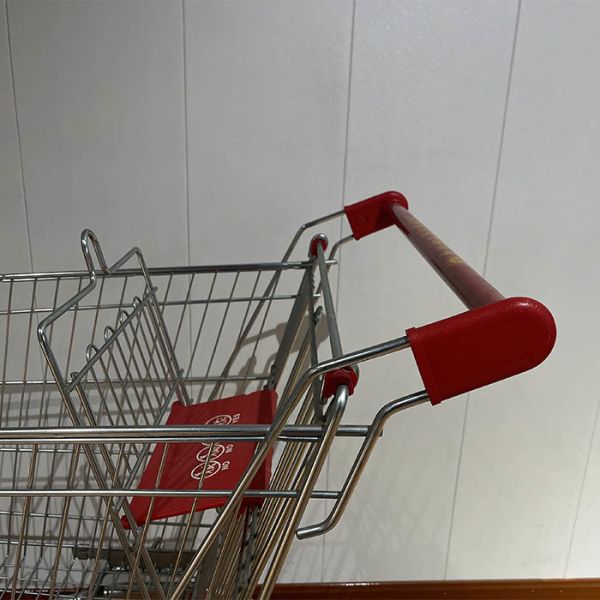 210L Variety Store Powder Coating SGS Certificate European Market Grocery Shopping Trolley with PU Wheels