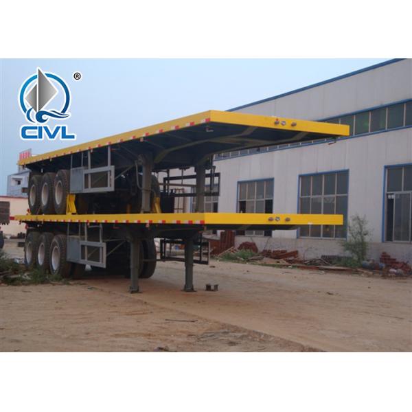 3 Axles 40 Feet Mechanical Equipment Hydraulic Flatbed Semi Trailer Polyurethane Paint