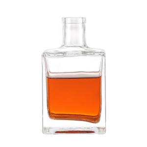Glass Square Shape 750ml Whiskey Bottle with Decal Surface Handling