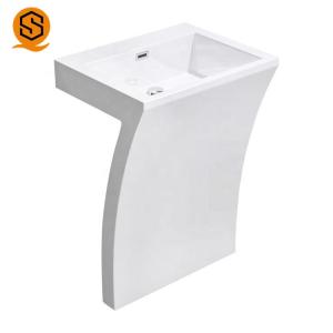 Fireproof Solid Surface Wash Basin Lavabo White Pedestal Wash Basin