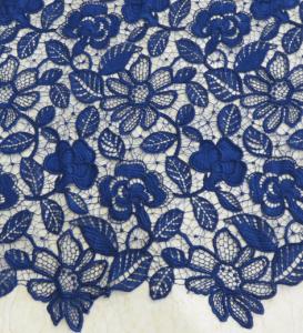 China Stretchy Polyester Floral Navy Blue Lace Fabric Trimming Custom Printed on sale