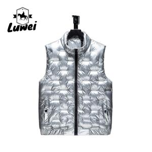 Zipper Quilted Bubble Coat Vest Waterproof Polyester Cotton Sleeveless Puffer