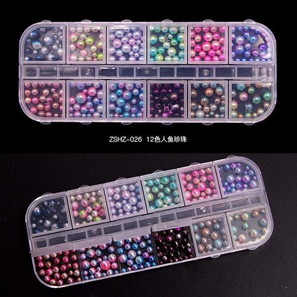 12 Grid Rhinestone Nail Stones Crystal Multi Shape Glass Diamonds Nails Art Decoration