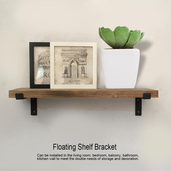 Garage and Kitchen Floating Shelves Hardware Heavy Duty Black Metal Brackets with Lip