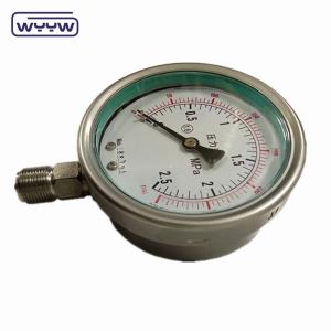 Vertical Connection Silicone Stainless Steel Glycerin Filled Pressure Gauge